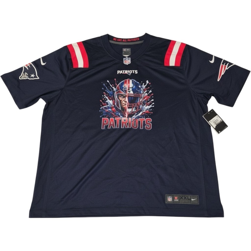 Nike New England Patriots Jersey Mens XXL Navy New Graphic On Field, NWT